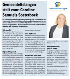 GemeenteBelangen stelt voor: Caroline Samuels-Soeterboek
