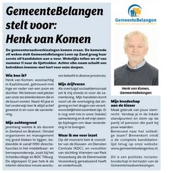 GemeenteBelangen stelt voor: Henk van Komen