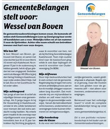 GemeenteBelangen stelt voor: Wessel van Boven